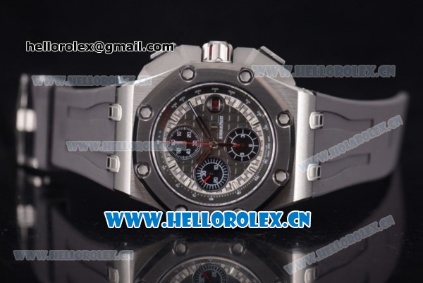 Audemars Piguet Royal Oak Offshore Chronograph Michael Schumacher Clone AP Calibre 3126 Automatic Titanium Case with Black Dial Grey Rubber Strap and Stick Markers (J12) - Click Image to Close